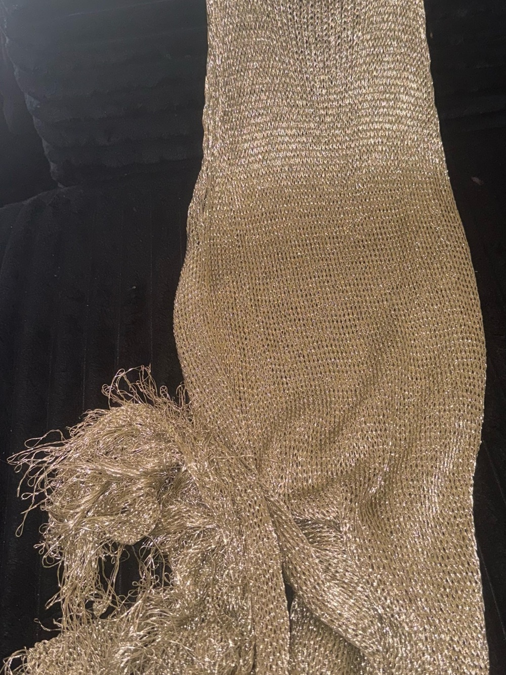 Windsor Metallic Gold Fringe Knit Scarf